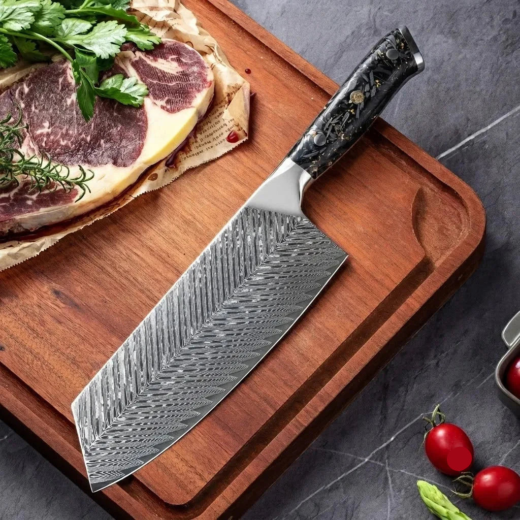 Couteau Cleaver 19 cm Carbon Fiber Noir