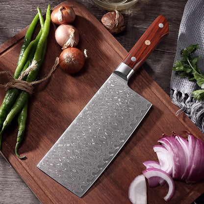Cleaver 19 cm Damascus — Sandalwood