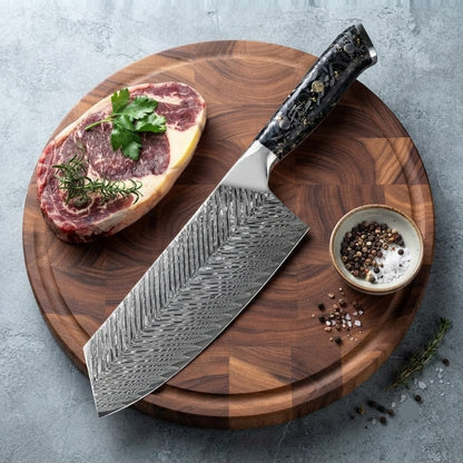 Couteau Cleaver 19 cm Carbon Fiber Noir