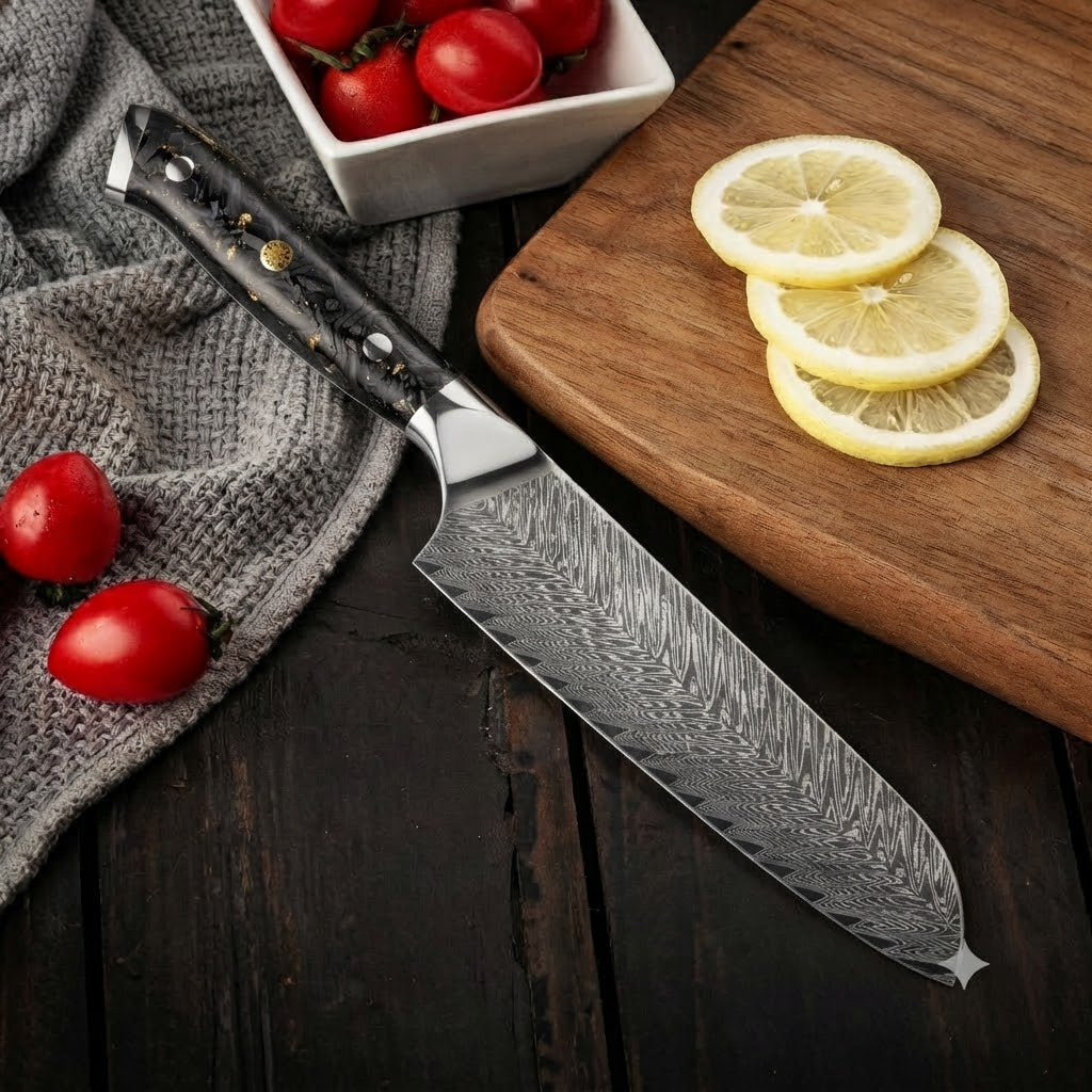 Santoku 17 cm — Carbon Fiber Noir