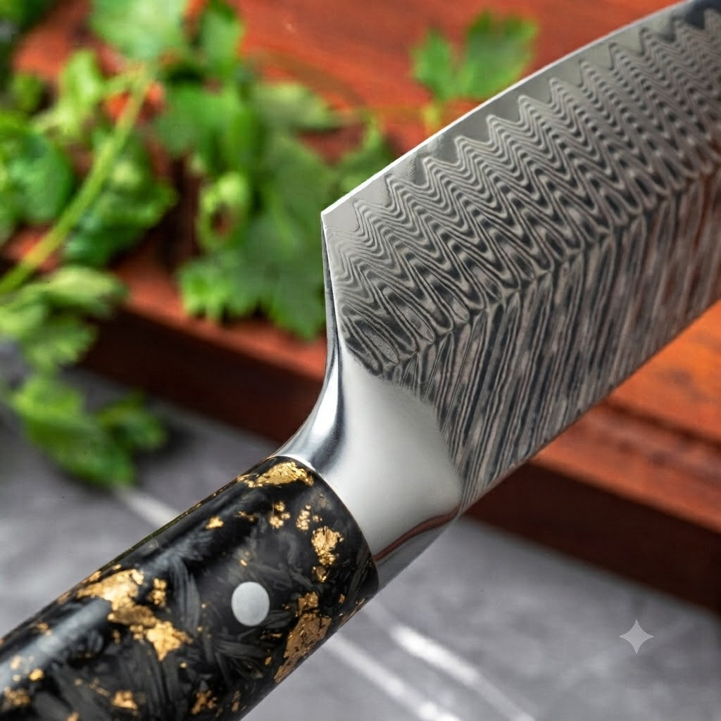 Couteau Santoku 17 cm Carbon Fiber Noir